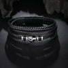 Men's Handmade Multilayer Alloy Leather Bracelet Sports Football Style