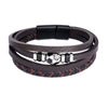 Men's Handmade Multilayer Alloy Leather Bracelet Sports Football Style
