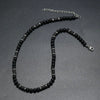 Men's Handmade Natural Stone Beaded Necklace With Geometric Style And Alloy Pendant