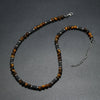Men's Handmade Natural Stone Beaded Necklace With Geometric Style And Alloy Pendant