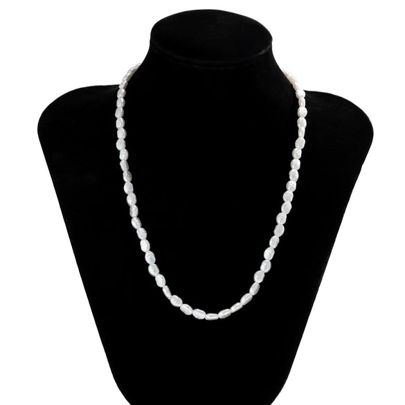 Men's Handmade Ushaped Imitation Pearl Necklace With Pearl Chain