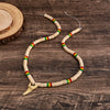 Men's Handmade Wooden Bead Necklace With Geometric Pattern And Shark Tooth Pendant For Summer Surfer Style