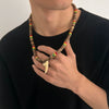 Men's Handmade Wooden Bead Necklace With Geometric Pattern And Shark Tooth Pendant For Summer Surfer Style