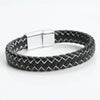 Men's Handwoven Alloy Leather Bracelet With Geometric Pattern And Magnet Buckle Handmade Jewelry