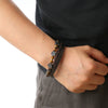 Men's Handwoven Natural Stone And Leather Bracelet With Alloy Buckle Geometric Pattern Magnetic Material Tree Of Life Style