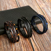Men's Handwoven Natural Stone Tiger Eye Stone Beaded Bracelet With Geometric Style And Zinc Alloy Buckle