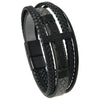 Men's Handwoven Retro Alloy Cross Leather Bracelet With Magnetic Buckle
