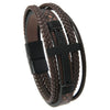 Men's Handwoven Retro Alloy Cross Leather Bracelet With Magnetic Buckle