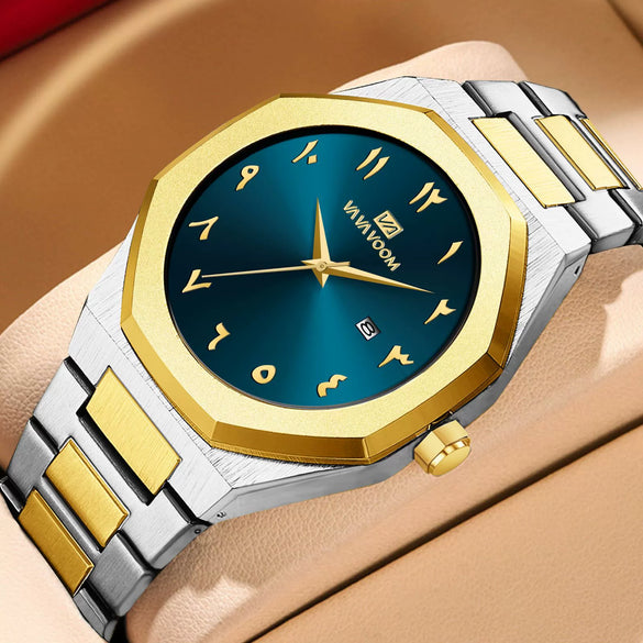 Men's Highend Waterproof Fashion Quartz Watch Alloy Case Stainless Steel Strap Round Dial