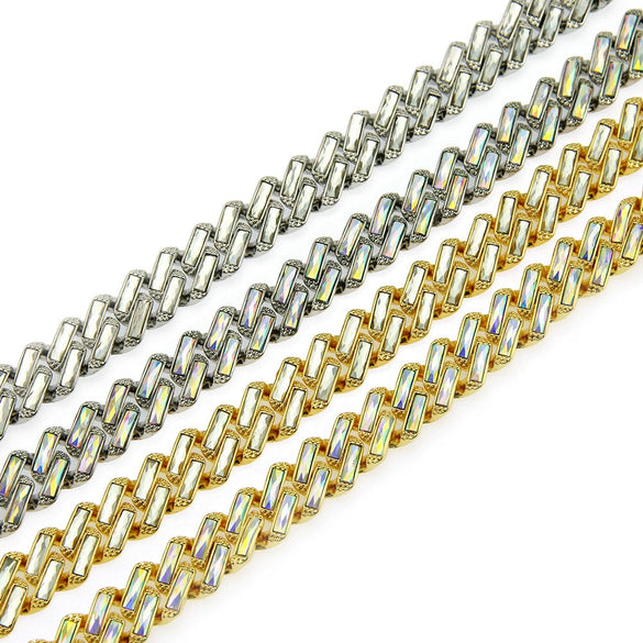 Men's Hip Hop Alloy Cuban Chain Necklace With Diamond And Geometric Square Design
