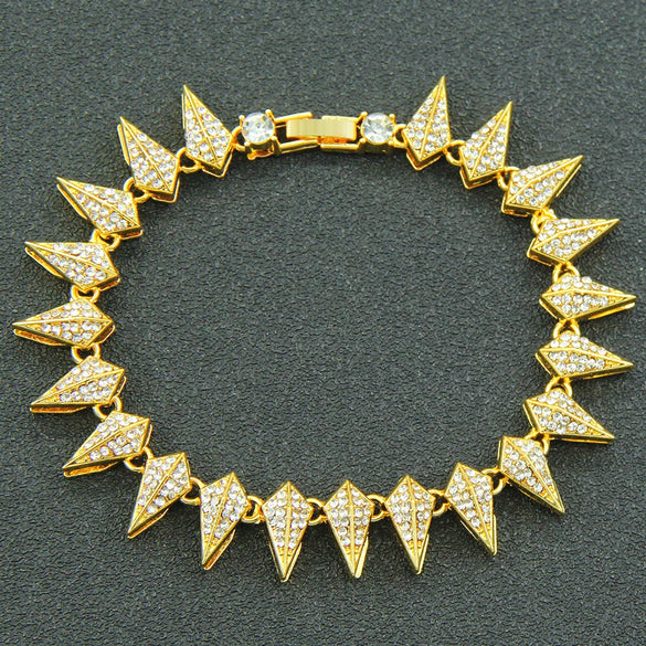 Men's Hip Hop Alloy Cuban Chain Necklace With Geometric Diamond Design