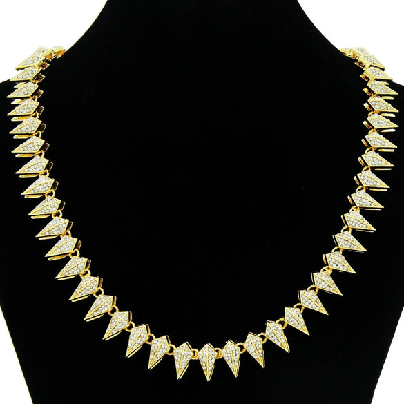 Men's Hip Hop Alloy Cuban Chain Necklace With Geometric Diamond Design