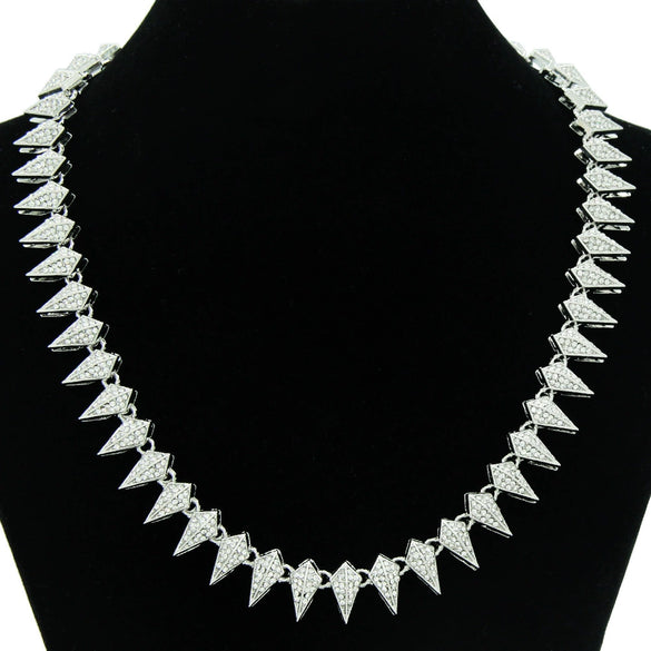 Men's Hip Hop Alloy Cuban Chain Necklace With Geometric Diamond Design