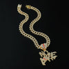 Men's Hip Hop Alloy Cuban Chain With Rhinestone Heartbreak Letter Pendant And Geometric Design