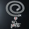 Men's Hip Hop Alloy Cuban Chain With Rhinestone Heartbreak Letter Pendant And Geometric Design