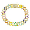Men's Hip Hop Alloy Geometric Diamond Oil Dropping Cuban Chain Bracelet Jewelry