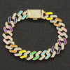 Men's Hip Hop Alloy Geometric Diamond Oil Dropping Cuban Chain Bracelet Jewelry