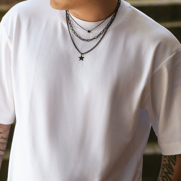 Men's Hip Hop Alloy Handmade Geometric Fivepointed Star Necklace