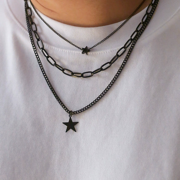 Men's Hip Hop Alloy Handmade Geometric Fivepointed Star Necklace