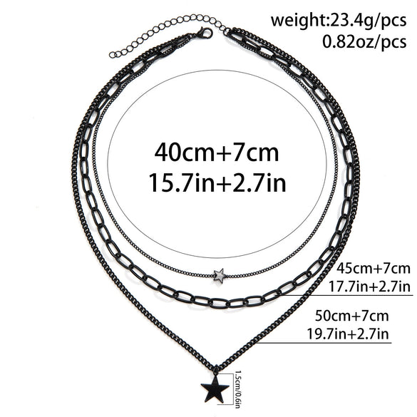 Men's Hip Hop Alloy Handmade Geometric Fivepointed Star Necklace