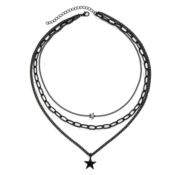 Men's Hip Hop Alloy Handmade Geometric Fivepointed Star Necklace