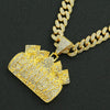 Men's Hip Hop Alloy Pendant Necklace With Geometric Pattern And Diamond Treatment On Cuban Chain