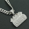 Men's Hip Hop Alloy Pendant Necklace With Geometric Pattern And Diamond Treatment On Cuban Chain