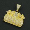 Men's Hip Hop Alloy Pendant Necklace With Geometric Pattern And Diamond Treatment On Cuban Chain