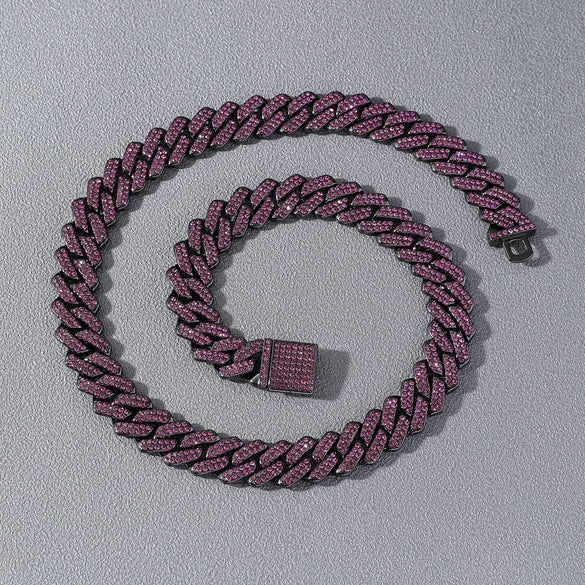 Men's Hip Hop Alloy Rhombus Cuban Chain With Full Diamond Design