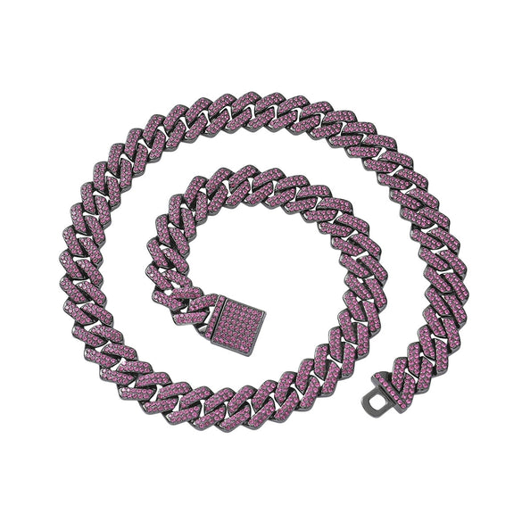 Men's Hip Hop Alloy Rhombus Cuban Chain With Full Diamond Design