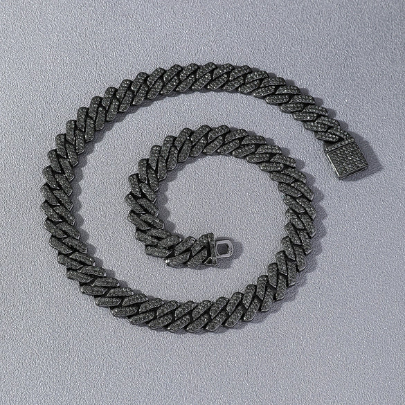 Men's Hip Hop Alloy Rhombus Cuban Chain With Full Diamond Design