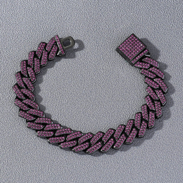 Men's Hip Hop Alloy Rhombus Cuban Chain With Full Diamond Design