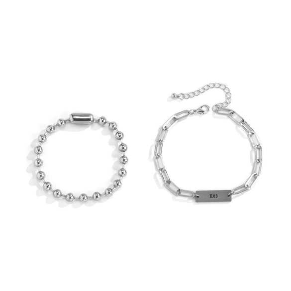 Men's Hip Hop Bracelet Stainless Steel Iron Chain Geometric Design