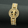 Men's Hip Hop Cool Alloy Rotatable Portrait Watch With Diamond And Geometric Style Bracelet