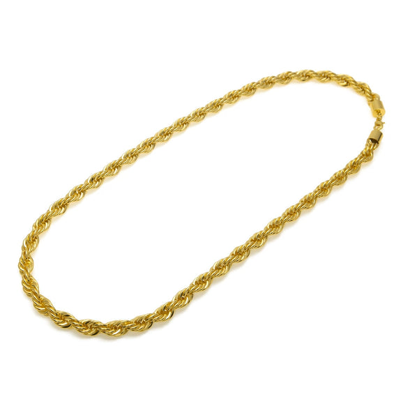 Men's Hip Hop Gold Plated Geometric Twist Rope Chain Necklace With Electroplated Thick Twisted Chain Design