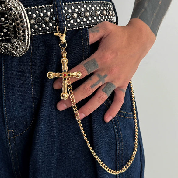 Men's Hip Hop Metal Cross Pendant Pant Chain
