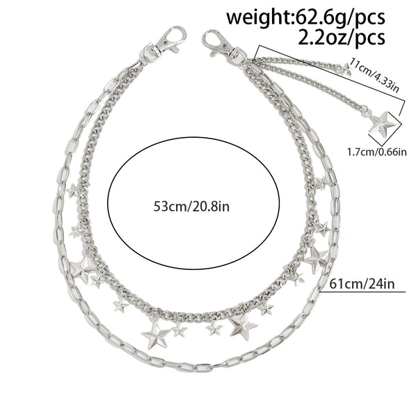 Men's Hip Hop Metal Fivepointed Star Pendant Trouser Chain Jeans Accessories