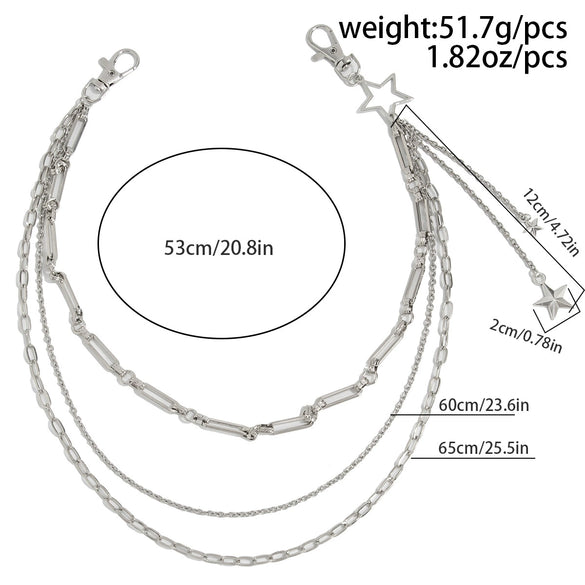 Men's Hip Hop Metal Fivepointed Star Pendant Trouser Chain Jeans Accessories