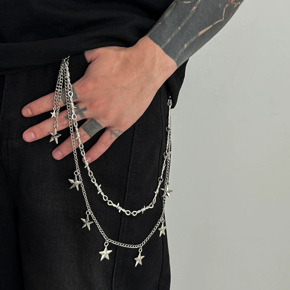 Men's Hip Hop Metal Fivepointed Star Pendant Trouser Chain Jeans Accessories
