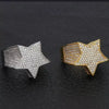 Men's Hip Hop Metal Fivepointed Star Ring With Micro Inlaid Zircon And Electroplating