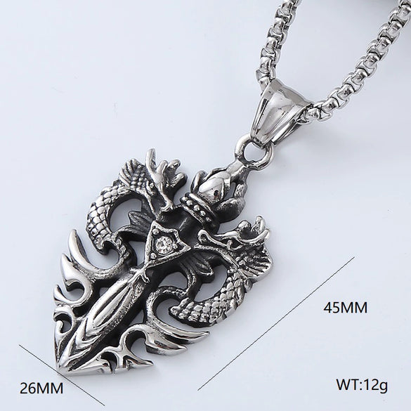 Men's Hip Hop Pendant Necklace Jewelry Stainless Steel Geometric Polished Retro Punk Fashion