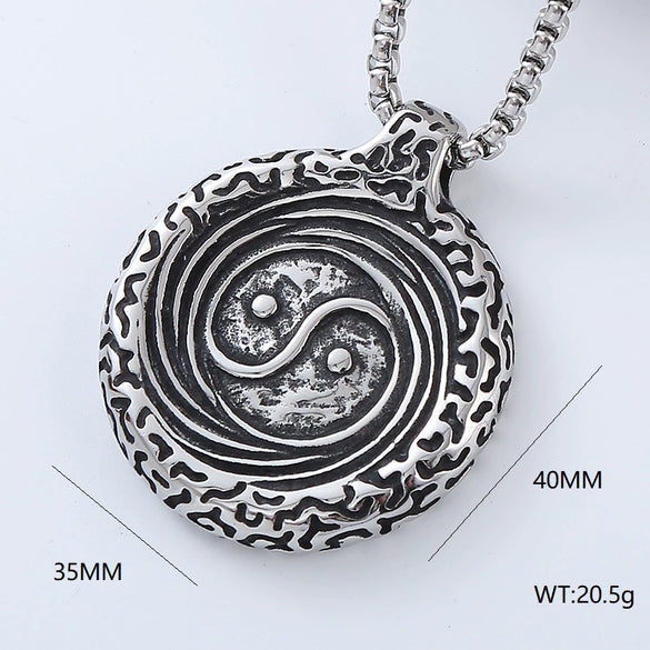 Men's Hip Hop Pendant Necklace Jewelry Stainless Steel Geometric Polished Retro Punk Fashion