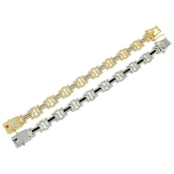 Men's Hip Hop Personality Necklace Alloy Geometric Diamond Stitching Cuban Chain Accessories