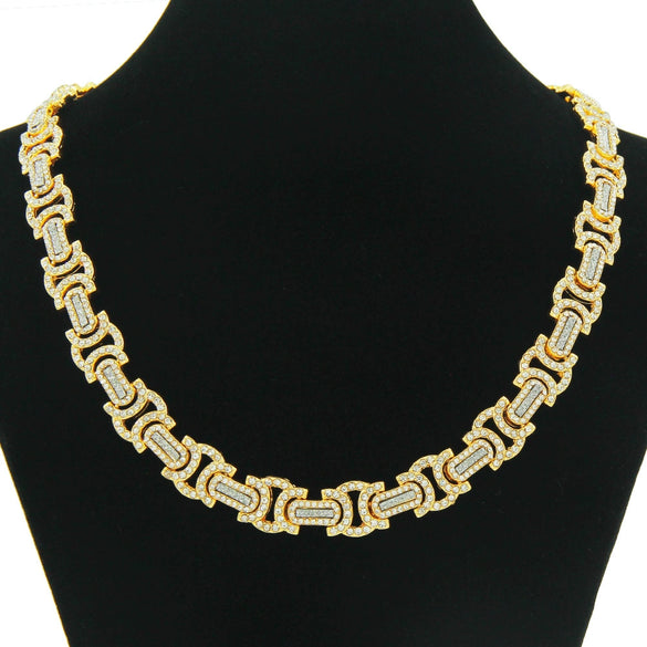Men's Hip Hop Personality Necklace Alloy Geometric Diamond Stitching Cuban Chain Accessories