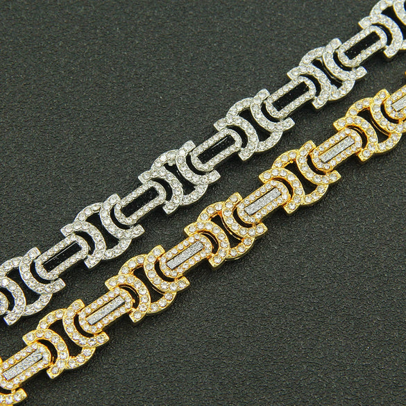 Men's Hip Hop Personality Necklace Alloy Geometric Diamond Stitching Cuban Chain Accessories