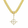 Men's Hip Hop Punk Alloy Necklace With Diamond Ghost Cross Pendant And Cuban Chain Geometric Design