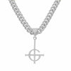 Men's Hip Hop Punk Alloy Necklace With Diamond Ghost Cross Pendant And Cuban Chain Geometric Design
