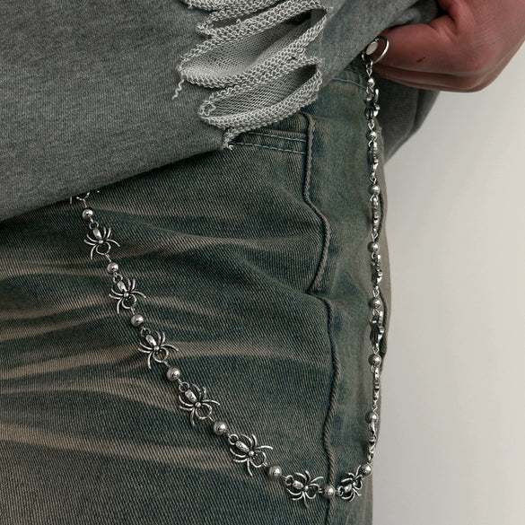 Men's Hip Hop Punk Metal Waist Chain With Dark Spider Design