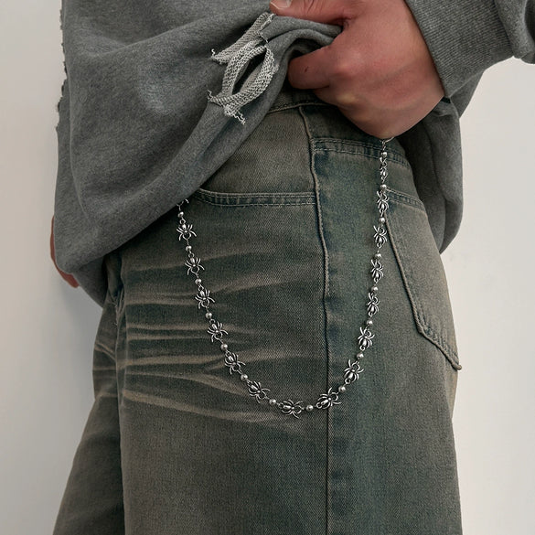 Men's Hip Hop Punk Metal Waist Chain With Dark Spider Design