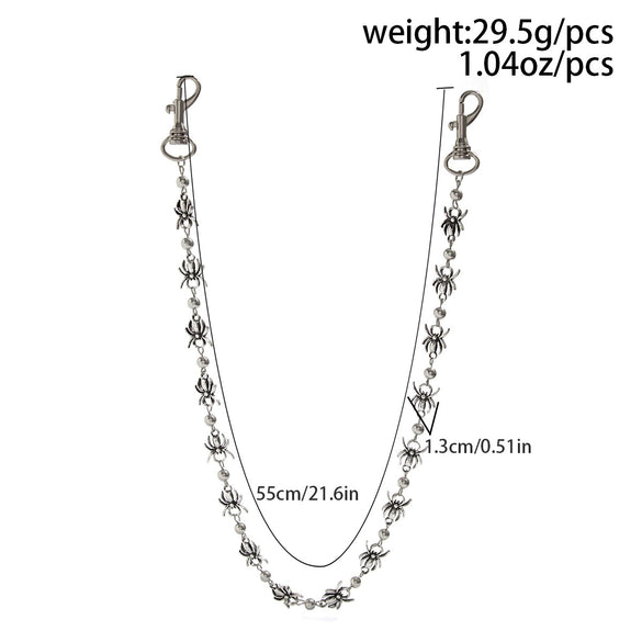 Men's Hip Hop Punk Metal Waist Chain With Dark Spider Design